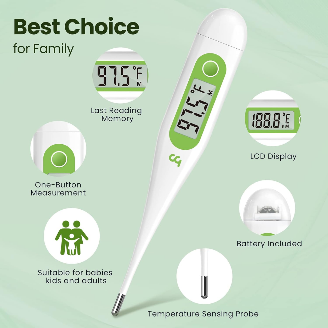 Femometer Digital Thermometer DMT-2032 with Temperature Alert and Memory Recall, COLOR MAY VARY