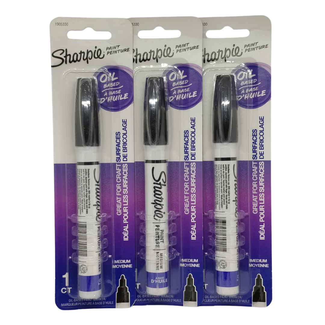 Sharpie Oil-Based Paint Marker, Medium Point, Black (Pack of 3)