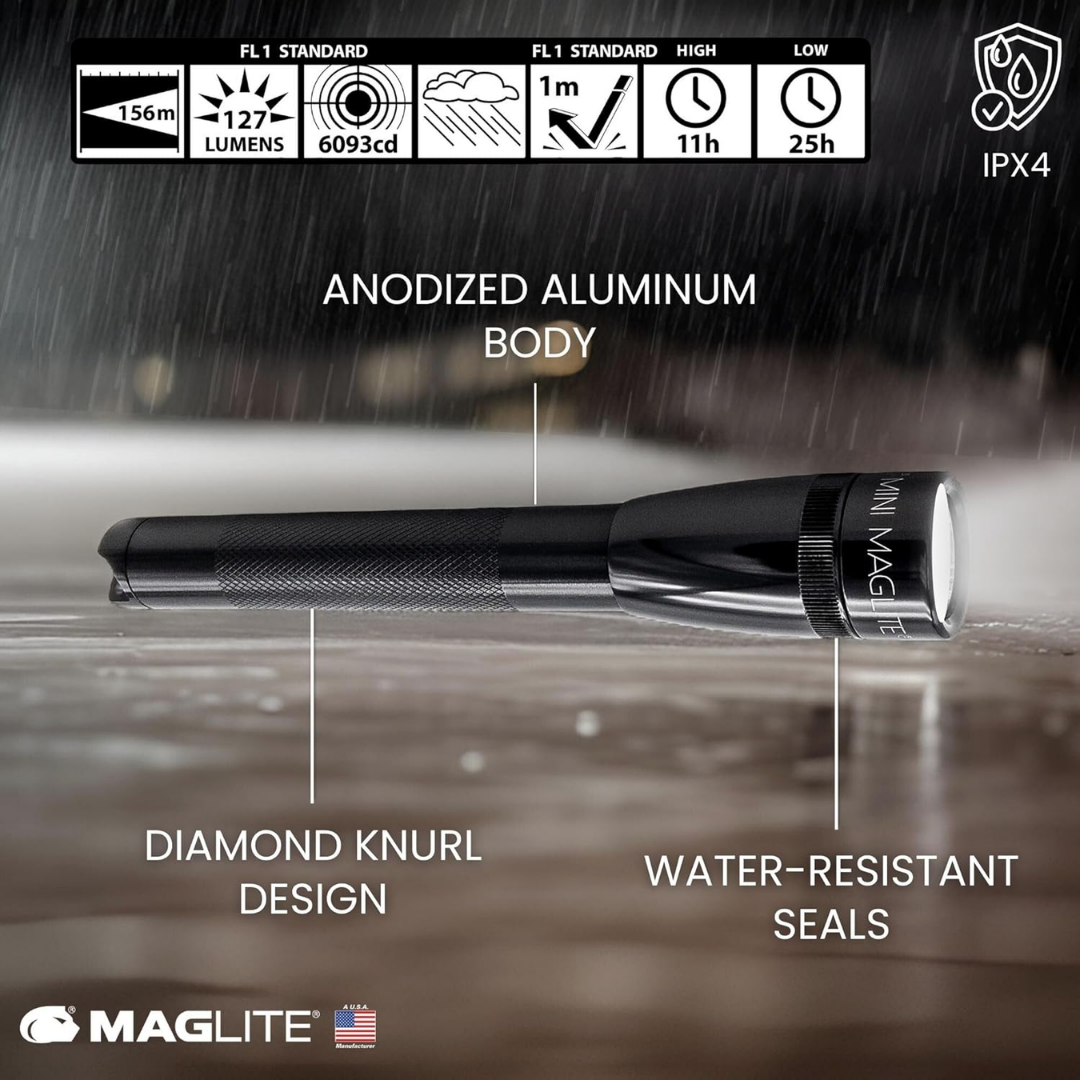 Mini MagLite Led Flashlight Ultra Bright 127 Lumens SP2201C, Black