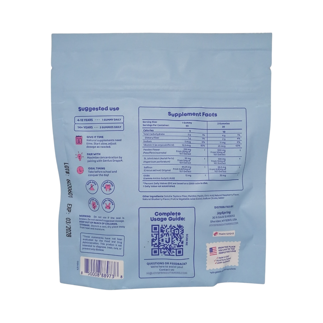 JoySpring Mood Munchies Natural Berries Flavor, 60 Gummies