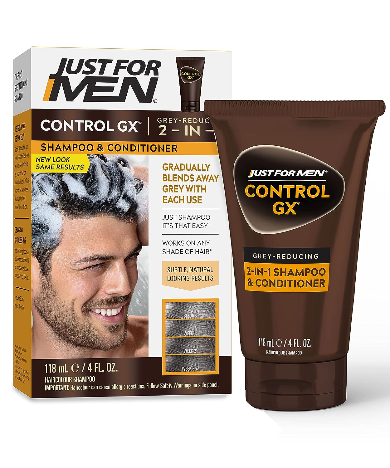Just For Men Control GX Grey Reducing 2-in-1 Shampoo and Conditioner. 4 fl.oz / 118ml