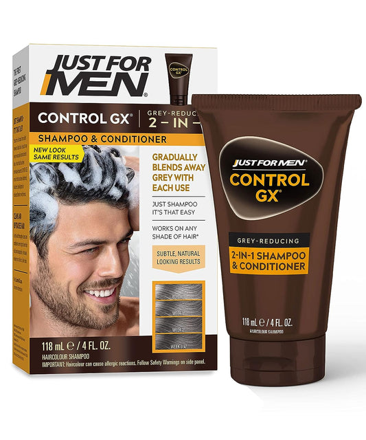 Just For Men Control GX Grey Reducing 2-in-1 Shampoo and Conditioner. 4 fl.oz / 118ml