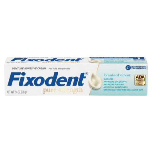 Fixodent Pure Strength Denture Adhesive Cream For Full And Partial Denture Wearers - 68g