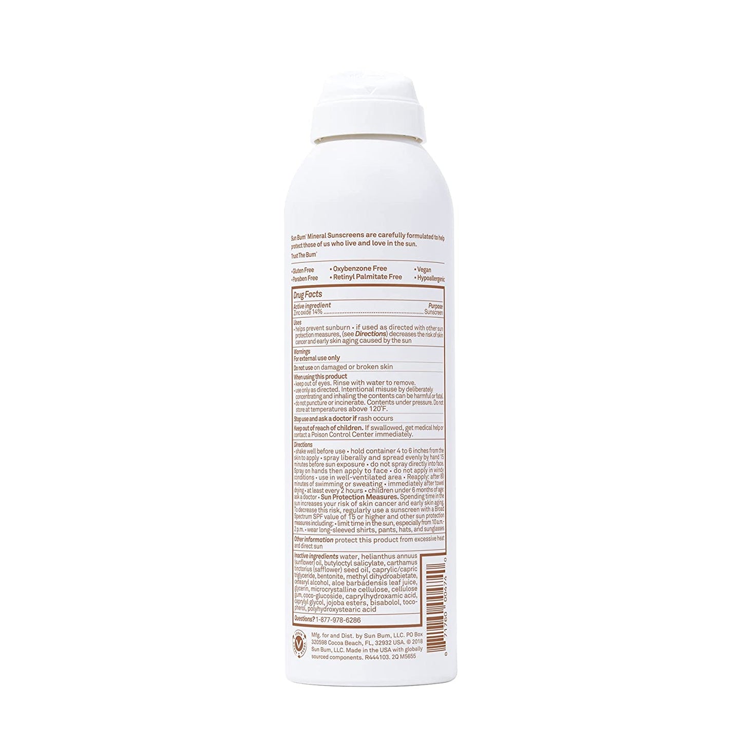 Sun Bum Mineral SPF 30 Mineral Suncreen Spray Fragrance Free for Sensitive Skin 6 oz / 170 g