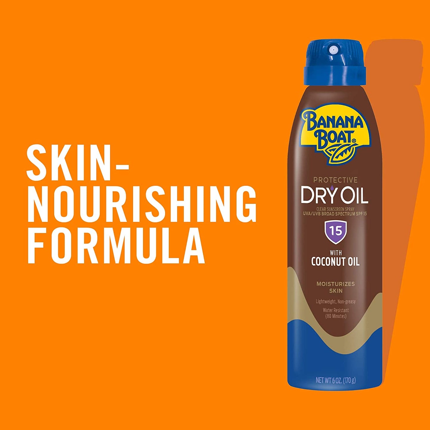 Banana Boat Protective Dry Oil Clear Sunscreen Spray SPF 15 with Coconut Oil Moisturizes Skin 6 oz