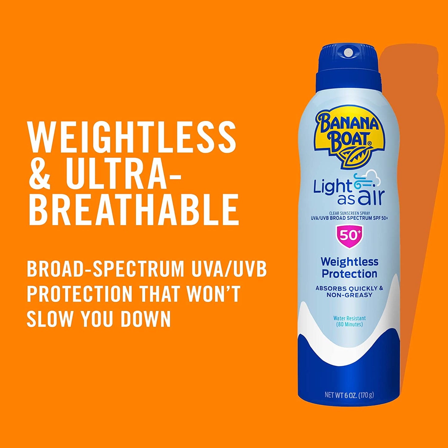 Banana Boat Light as Air Clear Sunscreen Spray SPF 50 Weightless Protection 9.5 oz/ 269g