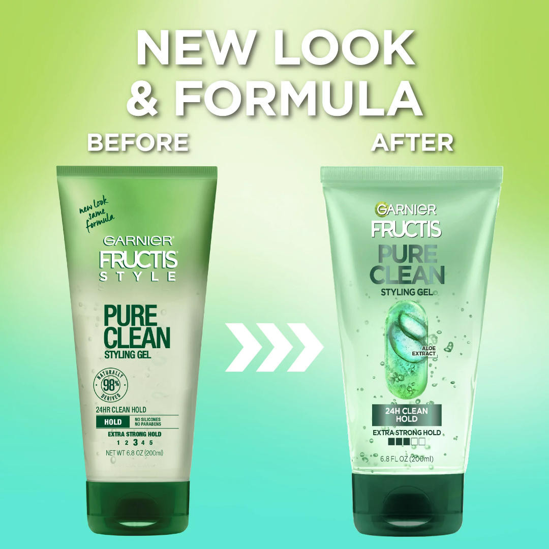 Garnier Fructis Style PURE CLEAN Styling Gel 24Hr Clean Hold Extra Strong Hold 6.8Fl Oz (200ml)