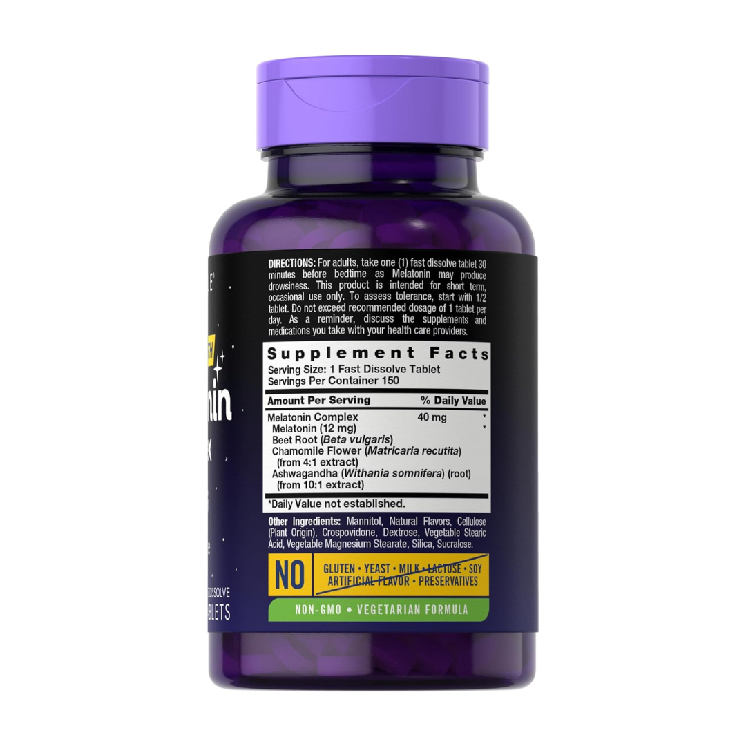 Carlyle Extra Strenght Melatonin Complex 40mg, 150 Fast Dissolve Tablets