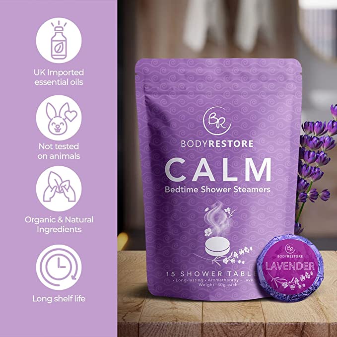 Body Restore Bedtime Shower Steamers Calm Shower Tablets, Packaging May Vary