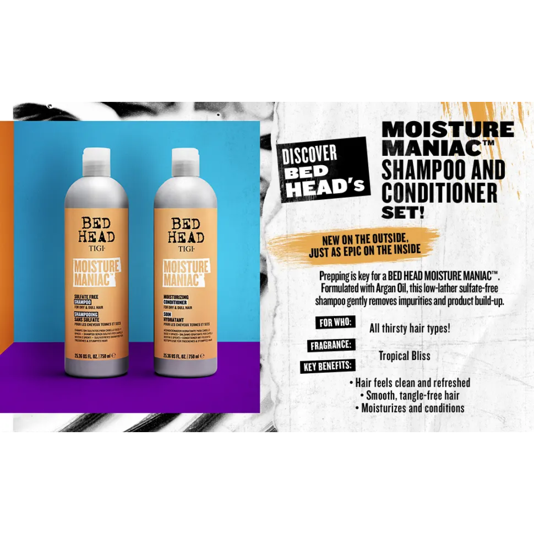 TIGI Bed Head Moisture Maniac for Dry & Dull Hair, 25.36 oz / 750 ml