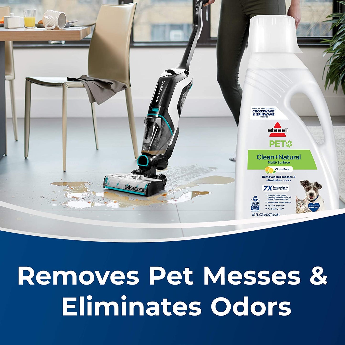 Bissell Pet Clean Natural Multi Surface Citrus Fresh For Crosswave & Spinwave 80 fl Oz / 2.36L