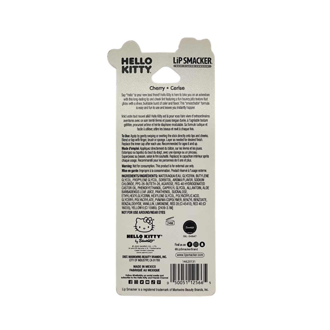 Lip Smacker Hello Kitty Jelly Burst Lip and Cheek Tint, Cherry, 7.6 g / 0.26 oz.