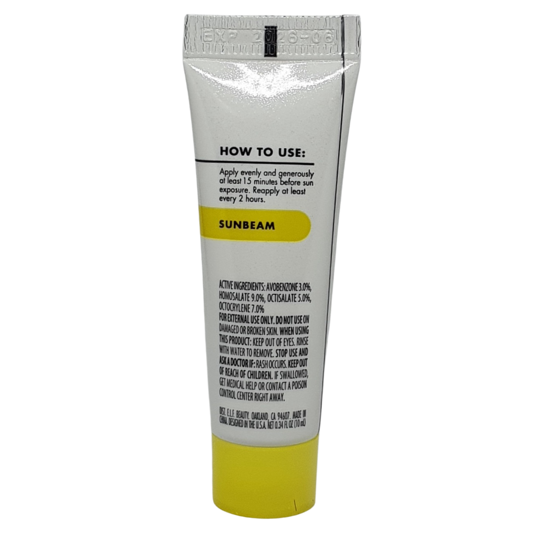 Trial Size E.L.F Suntouchable Whoa Glow Primer SPF 30 Sheer Peach Shimmer, 10 ml