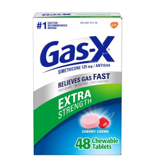 Gas-X 125 mg Simethicone Anti Gas Relieves Bloating Extra Strength Cherry Creme (48 Chewable Tablets)