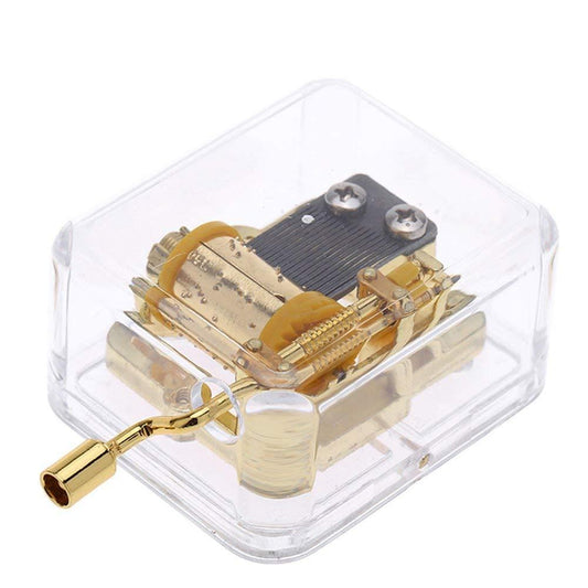 Clear Acrylic Gold Hand Cranked Music Box, Frozen Let It Go Tune