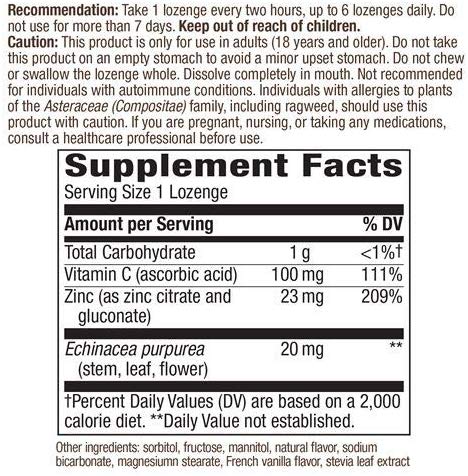 Nature's Way Zinc Lozenges Echinacea & Vitamin C (60 Lozenges - Wild Berry Flavored)