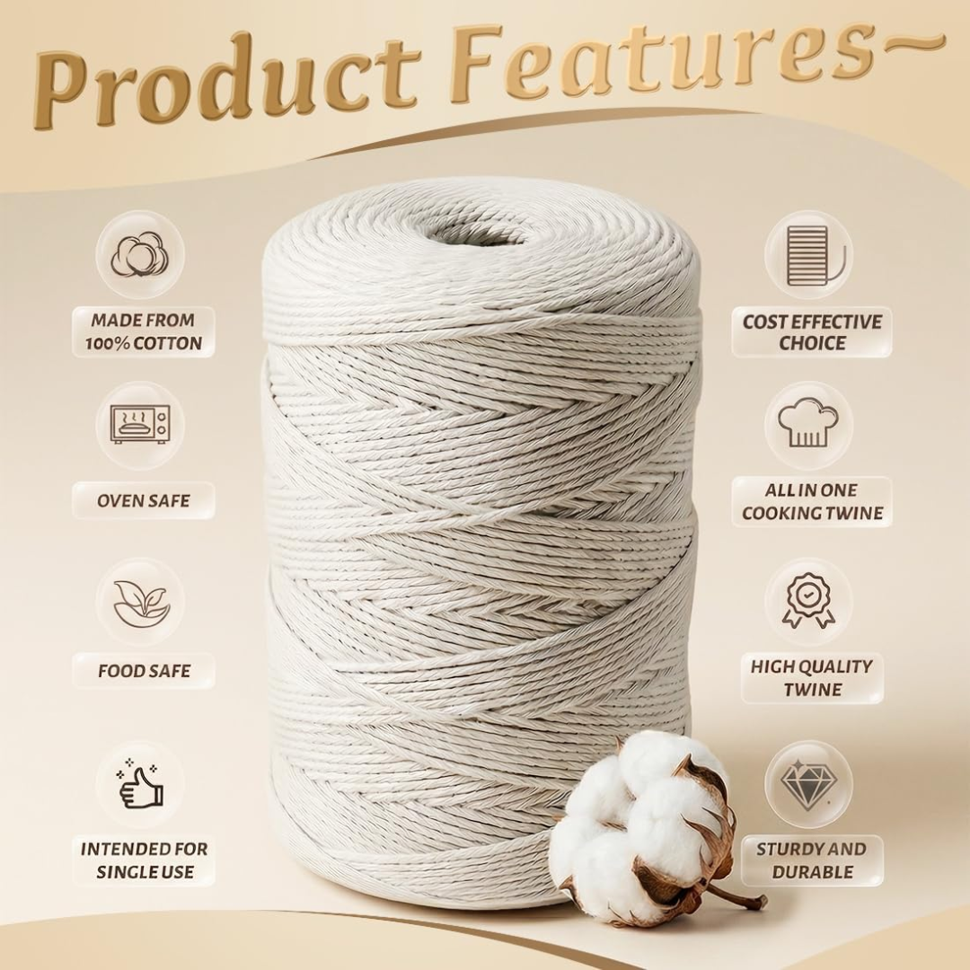 Smart & Casual Natural White Cotton Twine, 700 ft