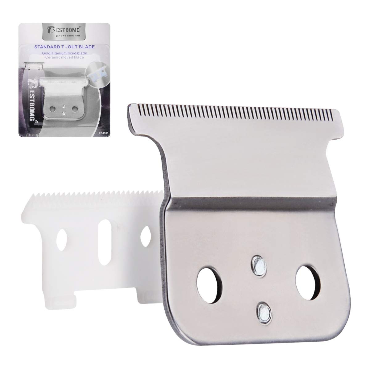 Pro T outliner Ceramic Blade Hair Clipper/Trimmer Replacement Blades #04521-Compatible with Andis T Outliner Clipper (Silver)