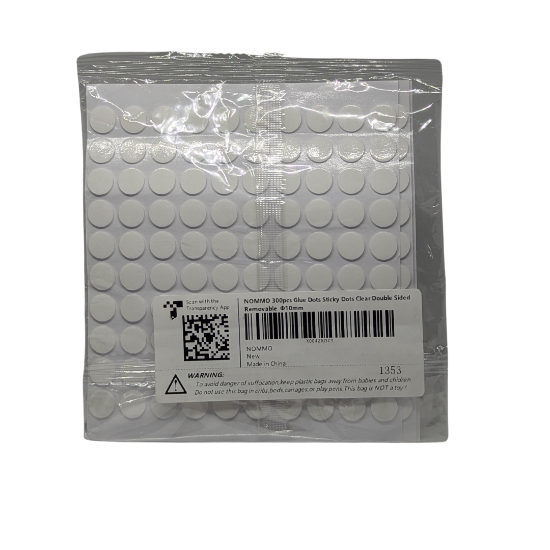 NOMMO Glue Dots Sticky Clear Double Sided Tack, Waterproof Stickers Dots 10 mm, ( 300 Pieces )