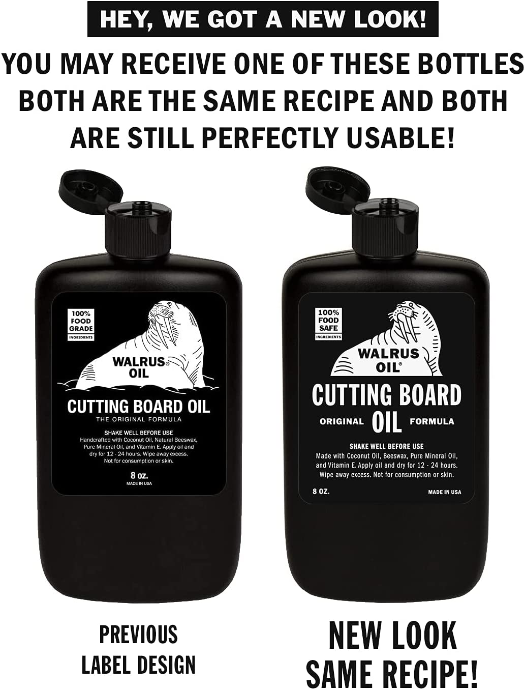 Walrus Oil Cutting Board Oil Original Formula, 8 oz / 236 ml (PACKAGING MAY VARY)