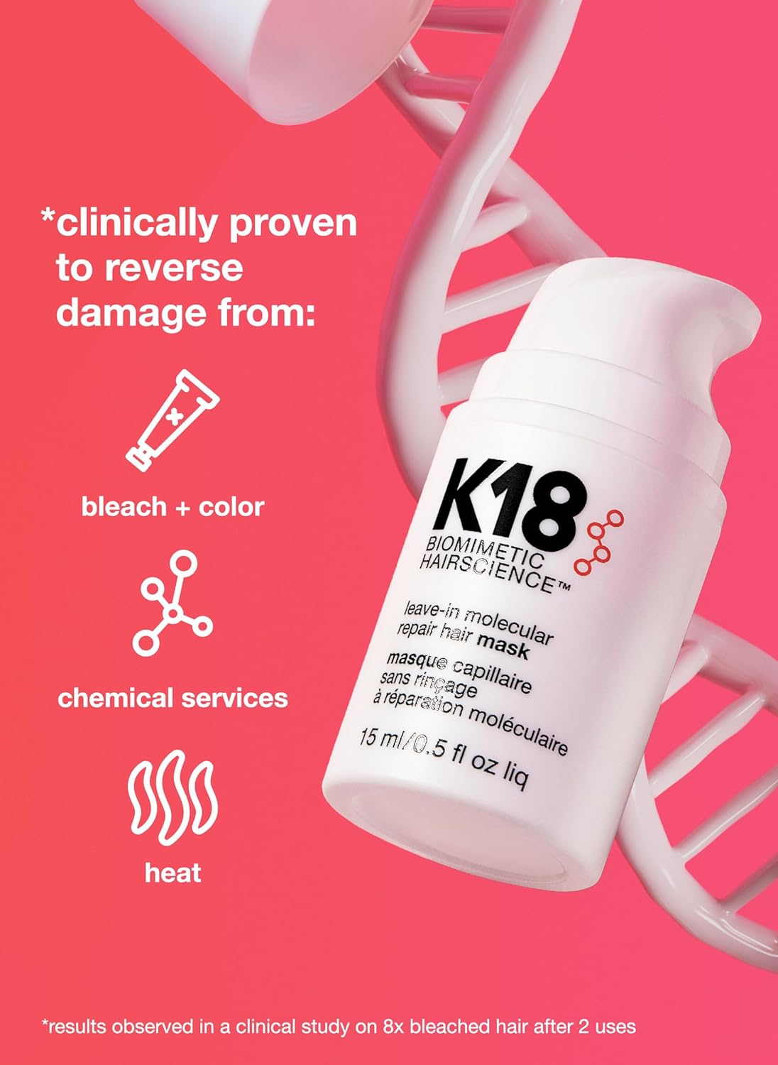 K18 Biomimetic HairScience Leave-In Molecular Hair Mask 15ml / 0.5 fl oz