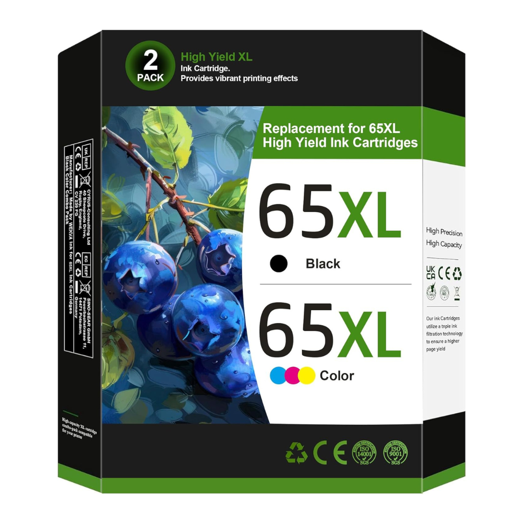 HP 65XL for HP 65 Ink Cartridges  2 Ink (Black, Tri-color) PACKAGING MAY VARY