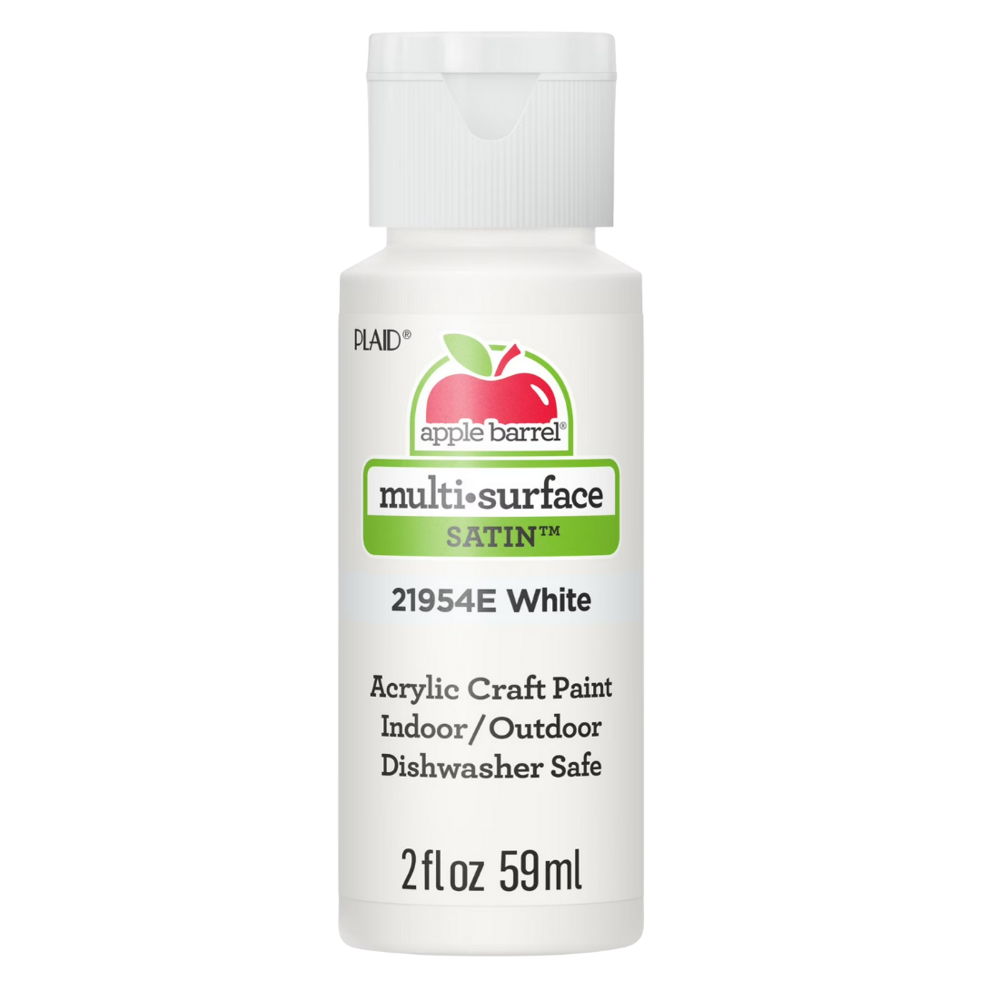 Apple Barrel Multi Surface Satin Paint 21954E White, 2 oz / 59 ml