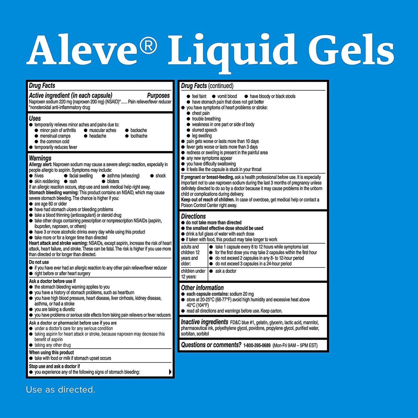 Aleve Liquid Gels 220mg Fever Reducer (160 Capsules)