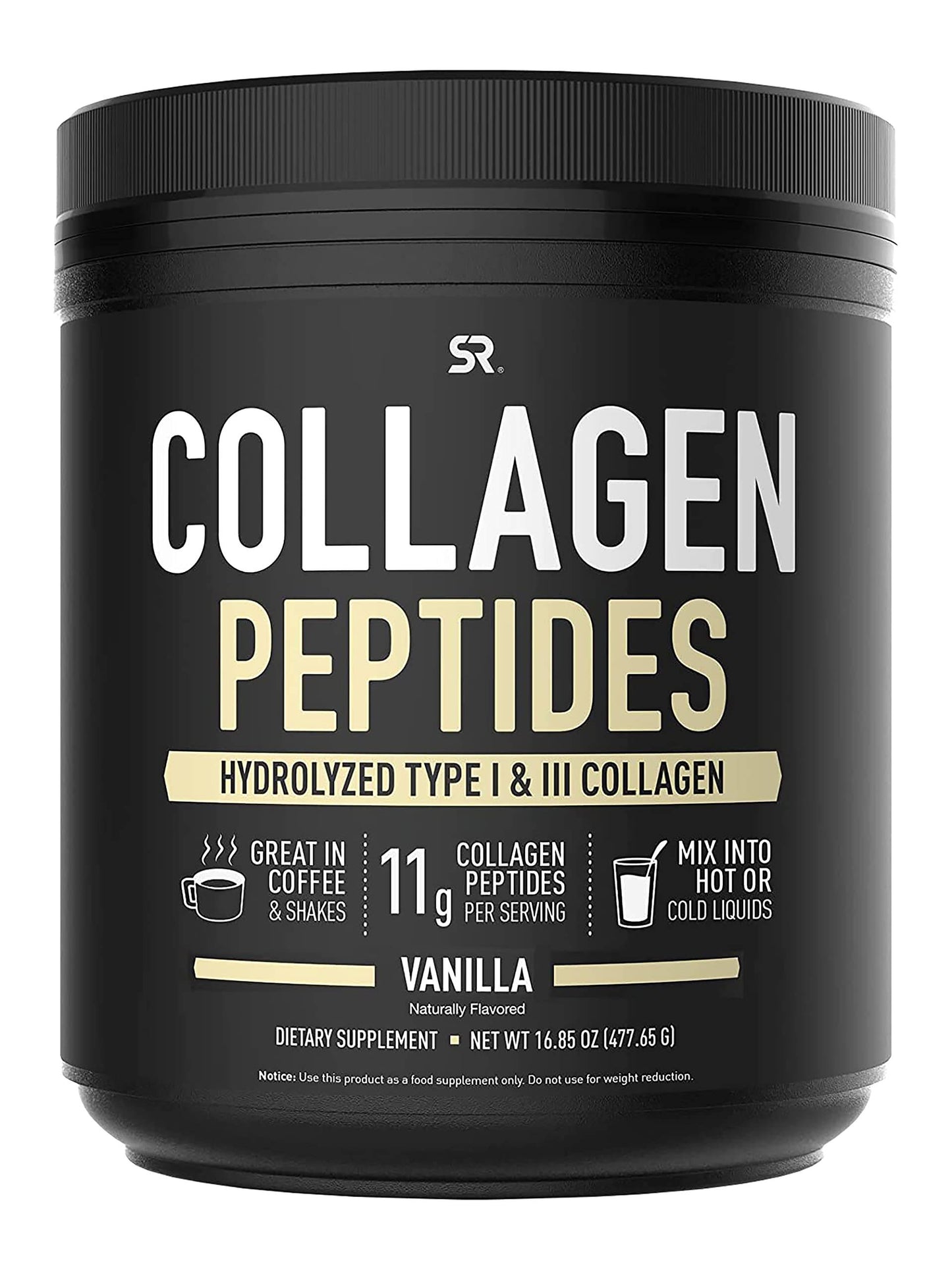 Sports Research Premium Collagen Peptides Powder 16 oz (Flavored) Vanilla Bean