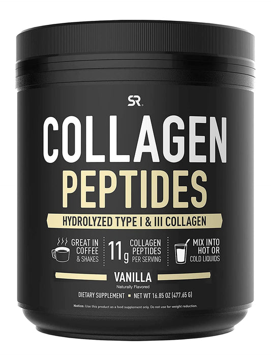 Sports Research Premium Collagen Peptides Powder 16 oz (Flavored) Vanilla Bean