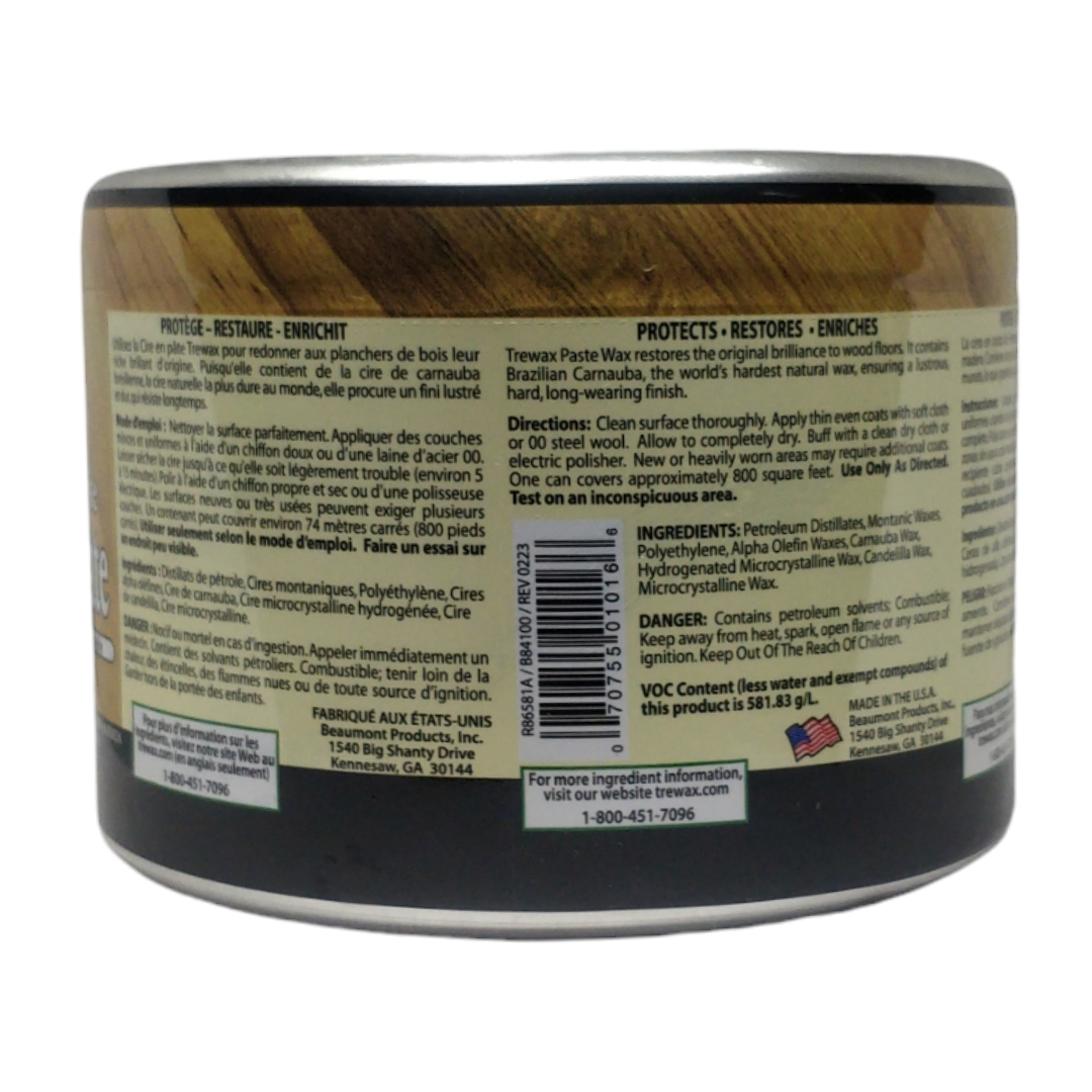 Trewax Clear Paste Wax With Natural Carnauba Wax 12.35 oz / 350g