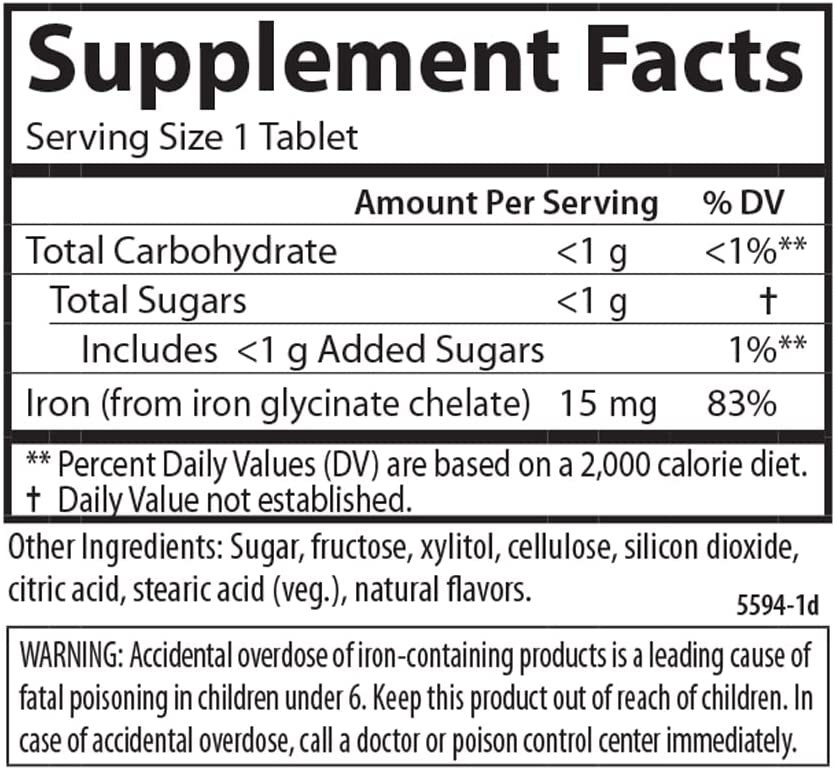 Carlson Kid's Chewable Iron 15 mg 60 Tablets