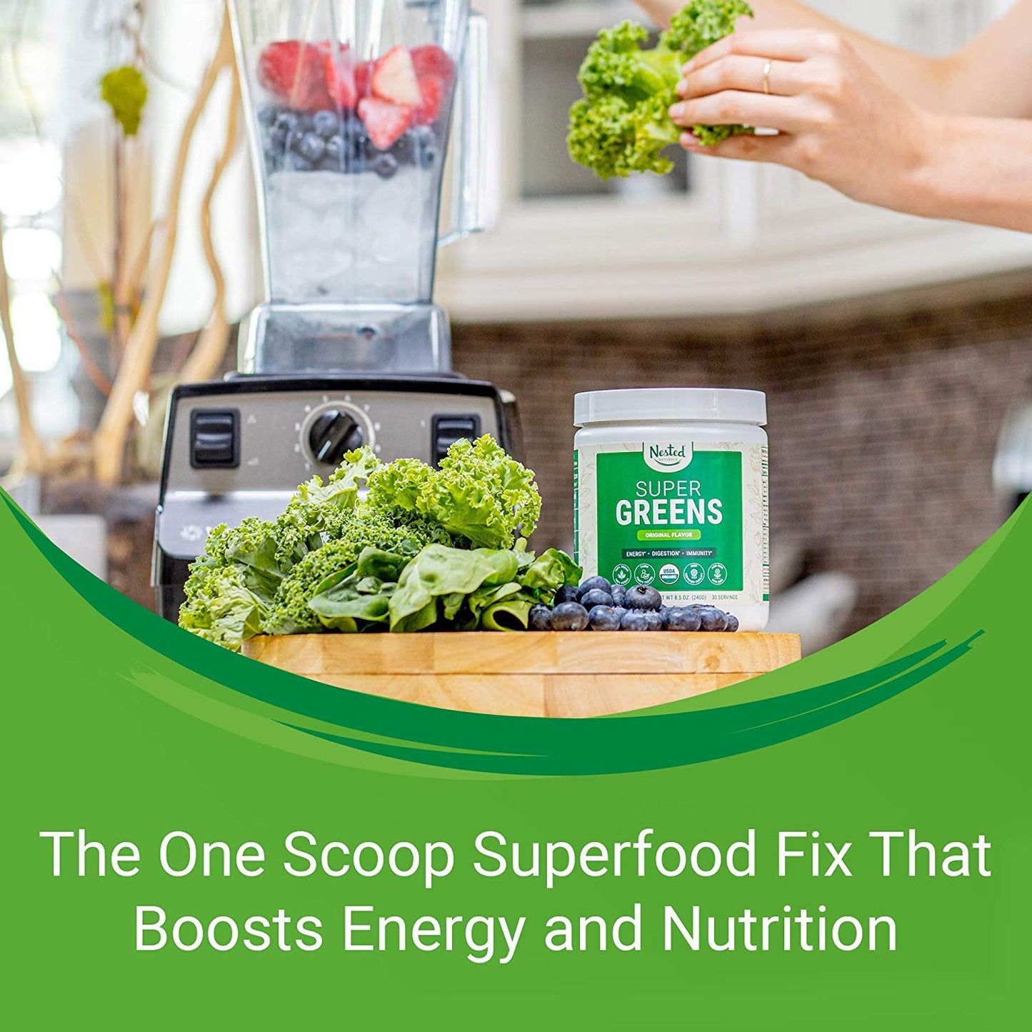 Nested Naturals, Super Greens, Natural Health Powder Original Flavor