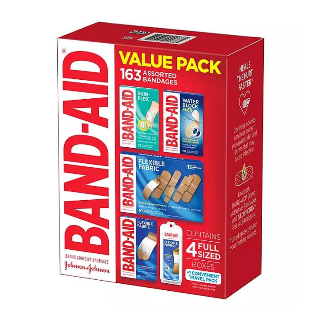 Band-Aid Brand Adhesive Bandages Value Pack (163 Assorted Bandages)