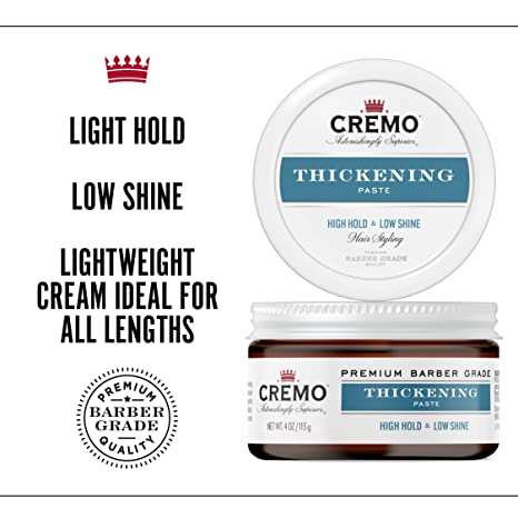 Cremo Thickening Paste High Hold & Low Shine Hair Styling 4 Oz