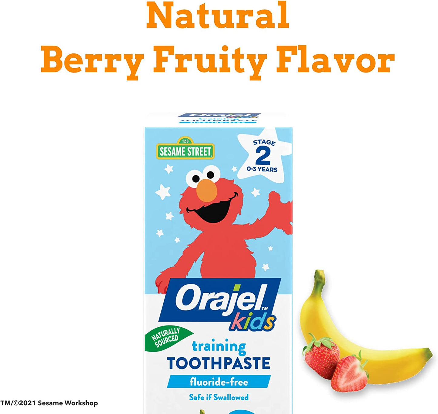 Orajel Kids Elmo Fluoride-Free Training Toothpaste, natural Berry Fruity, 1.5 oz. / 42.5g