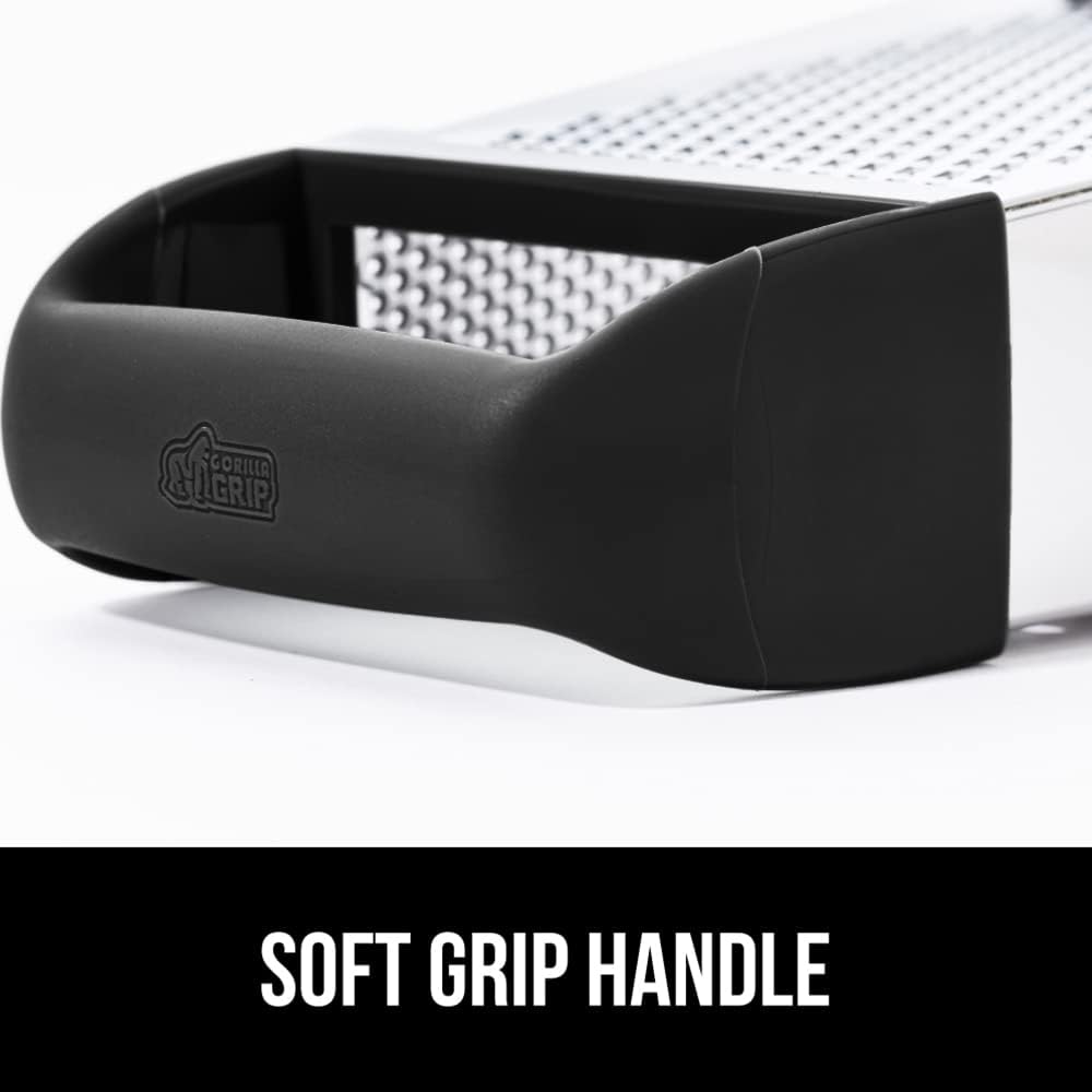 Gorilla Grip Box Grater 4 - Sided Cheese Grater With Container, Black