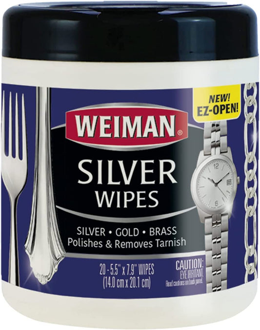 Weiman Silver Wipes Silver Polishes & Removes Tarnish On Silver Jewelry Antique - 20 Wipes