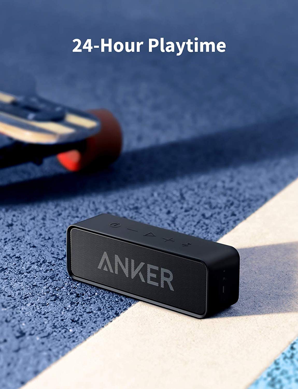 Anker Bluetooth Speaker SoundCore with Loud Stereo Sound, 24-Hour Playtime, 66 ft. Range
