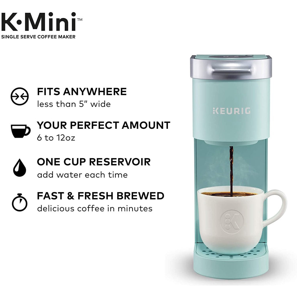 Keurig K-Mini Coffee Maker, Single Serve K-Cup Pod Coffee Brewer 6-12 oz. Brew Sizes, Oasis