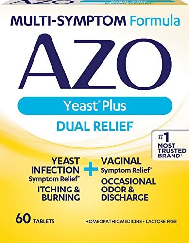 AZO Yeast Plus Dual Relief Yeast & Femine Women Area Symptom Relief 60 Tablets