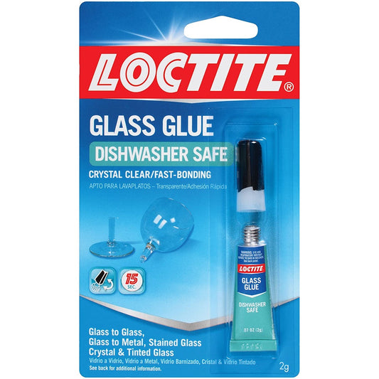 Loctite Glass Glue Dishwasher Safe, 0.07 oz. / 2g Squeeze Tube, Clear