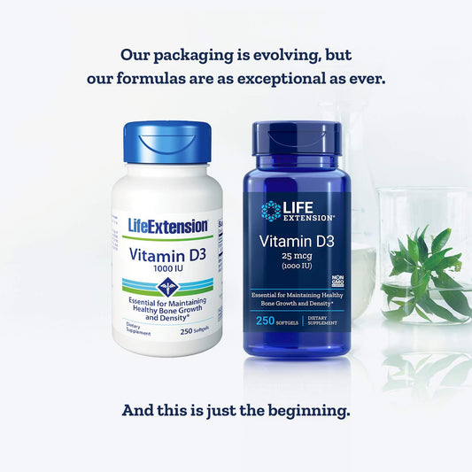 Life Extension Vitamin D3 1,000 IU (250 Softgels) Packaging may Vary