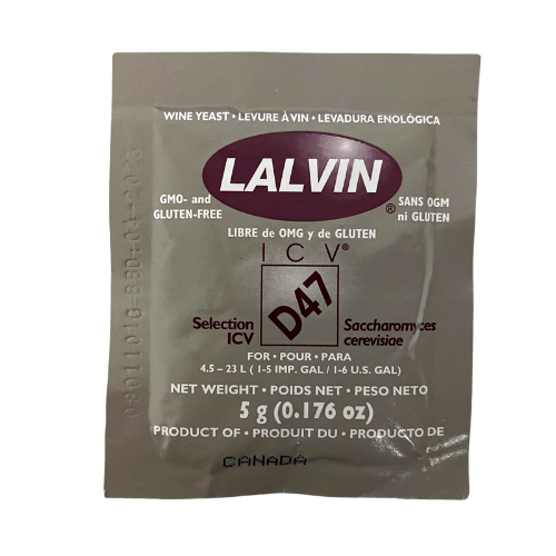 Lalvin ICV D-47 Wine Yeast, GMO & Gluten-Free, 0.176 oz. / 5g, Pack of 10 Sachets