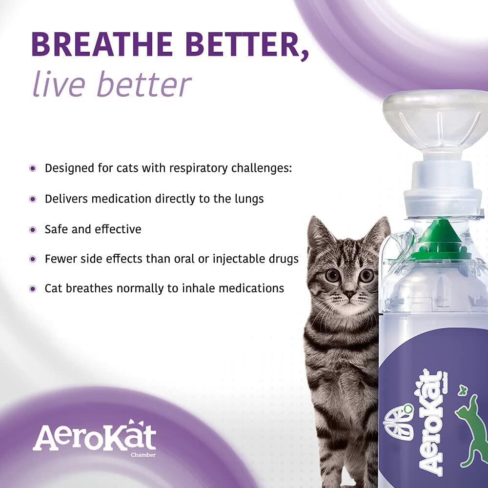 AeroKat Feline Aerosol Chamber Inhaler Spacer for Cats and Kittens with Exclusive FLOW-VU Indicator