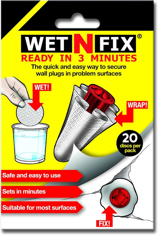Wet N Fix Ready In 3 Minutes Easy Way To Secure Wall Plugs, 20 Discs Per Pack