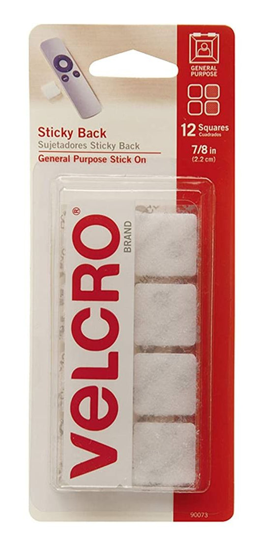 Velcro Brand Sticky Back General Purpose Stick On 7/8 Inch - 12 Squares