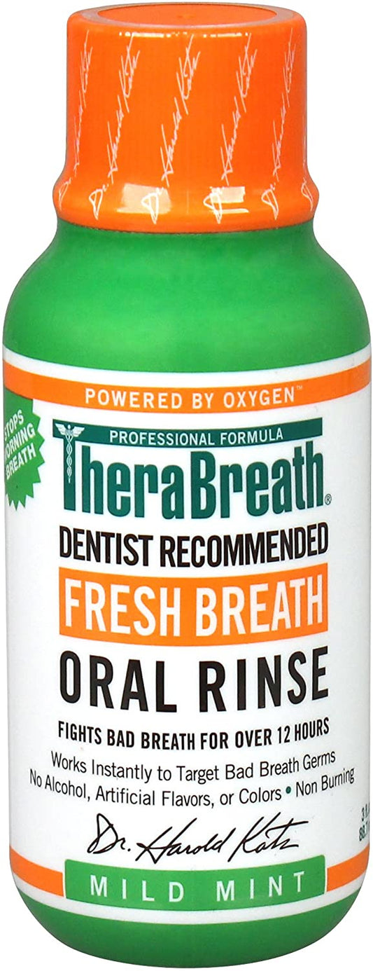 TheraBreath Fresh Breath Oral Rinse, Mild Mint 3 fl oz / 88.7 ml