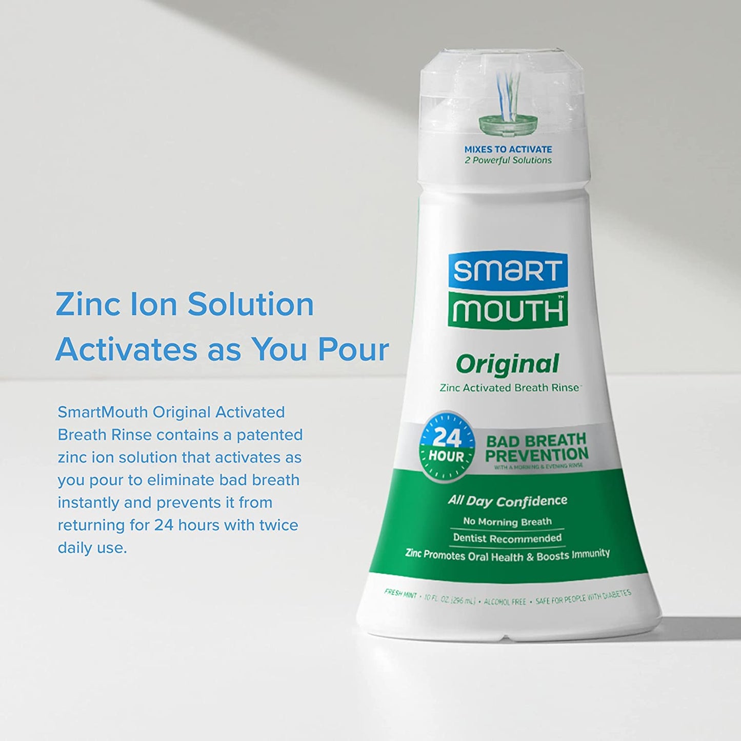 Smart Mouth Mouthwash, 24 HR Bad Breath Prevention, Fresh Mint (16 oz / 473 ml)