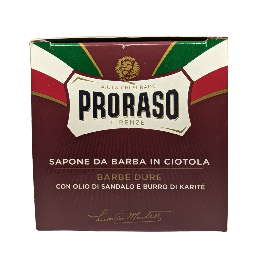 Proraso Shaving Soap in a Bowl Coarse Beards with Sandal Wood Oil and Shea Butter, 150 ml / 5.2 oz
